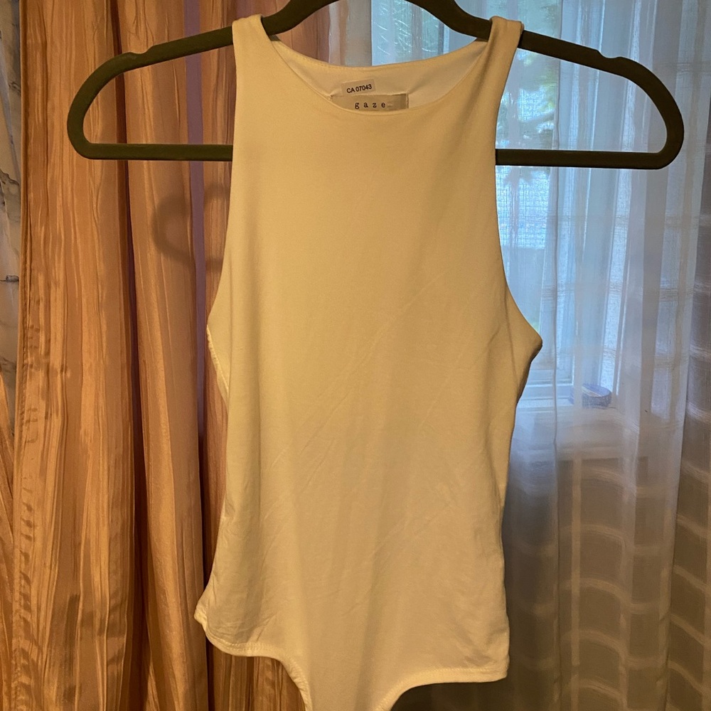 White high neck bodysuit